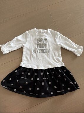 Givenchy Baby Logo Dress - White & Black - 12M
